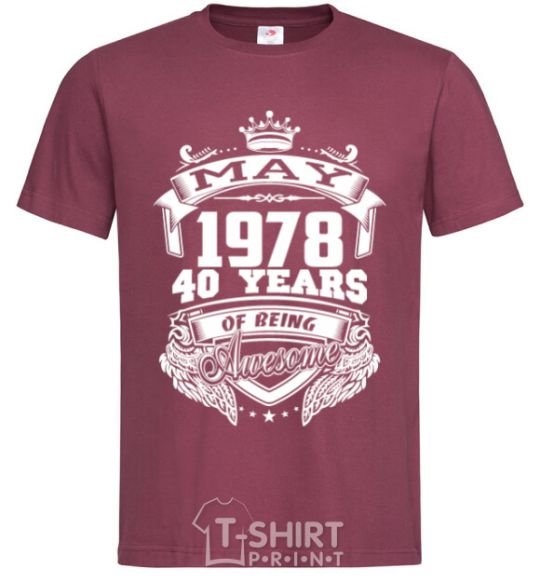 Men's T-Shirt May 1978 awesome burgundy фото