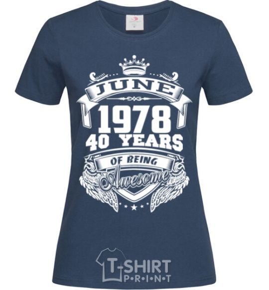 Women's T-shirt June 1978 awesome navy-blue фото