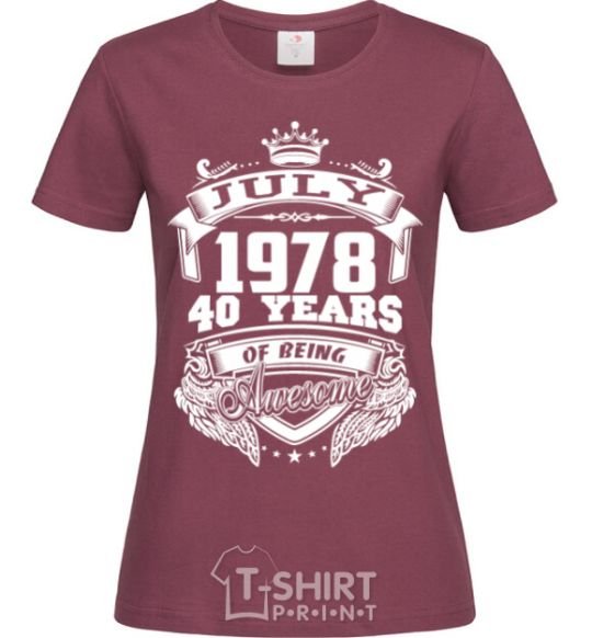 Women's T-shirt July 1978 awesome burgundy фото