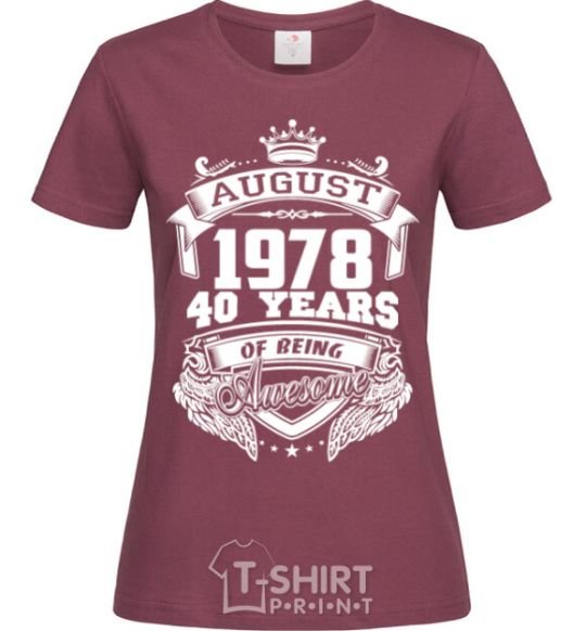 Women's T-shirt August 1978 awesome burgundy фото