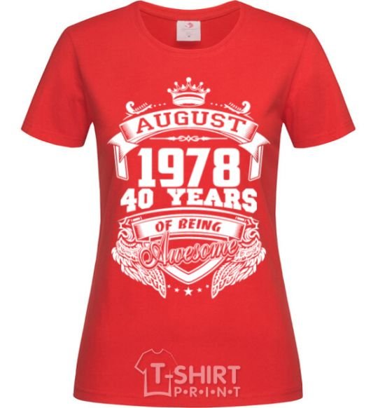 Women's T-shirt August 1978 awesome red фото