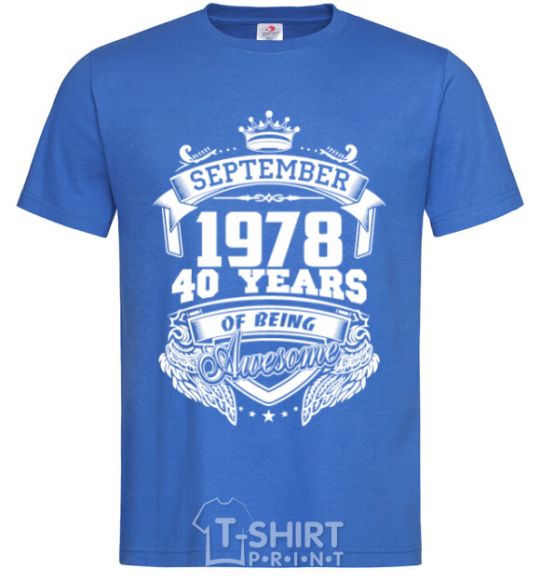 Men's T-Shirt September 1978 awesome royal-blue фото