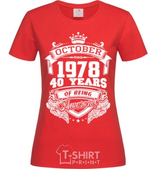 Women's T-shirt October 1978 awesome red фото