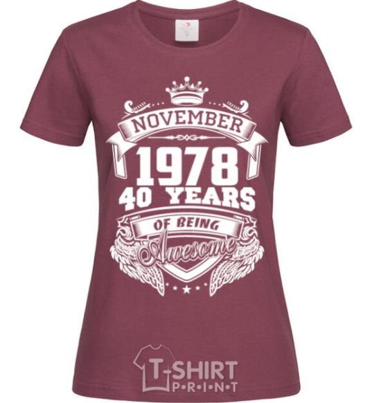 Women's T-shirt November 1978 awesome burgundy фото