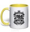 Mug with a colored handle December 1968 awesome yellow фото