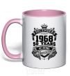 Mug with a colored handle December 1968 awesome light-pink фото