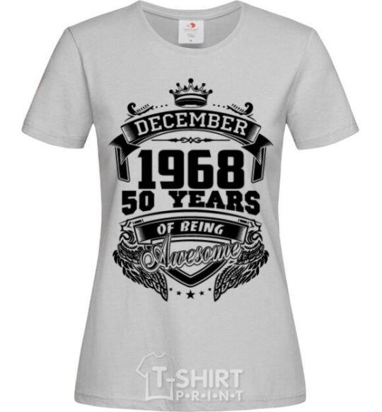 Women's T-shirt December 1968 awesome grey фото