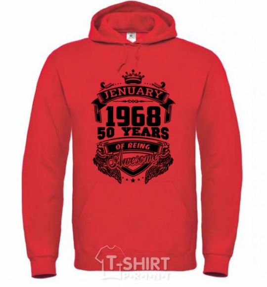 Men`s hoodie Jenuary 1968 awesome bright-red фото