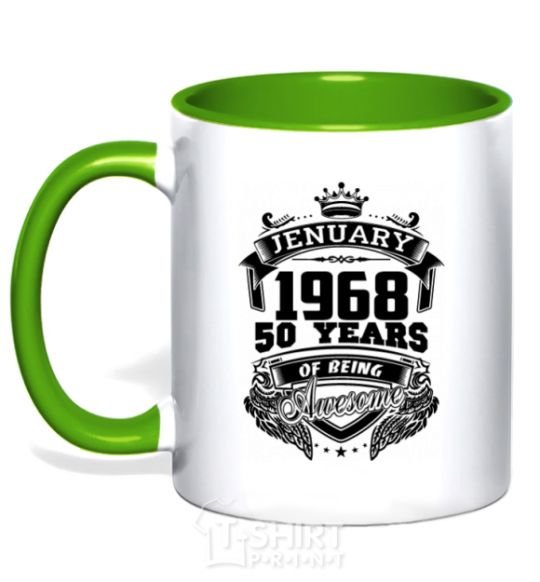 Mug with a colored handle Jenuary 1968 awesome kelly-green фото