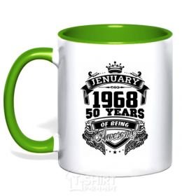 Mug with a colored handle Jenuary 1968 awesome kelly-green фото