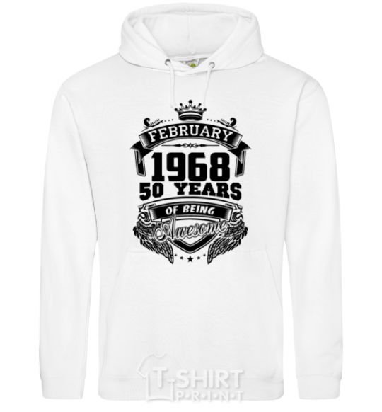 Men`s hoodie February 1968 awesome White фото