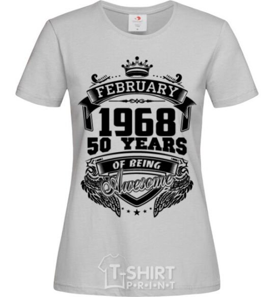 Women's T-shirt February 1968 awesome grey фото