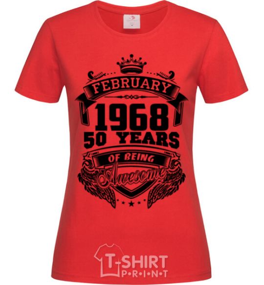 Women's T-shirt February 1968 awesome red фото