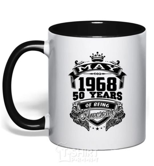 Mug with a colored handle May 1968 awesome black фото