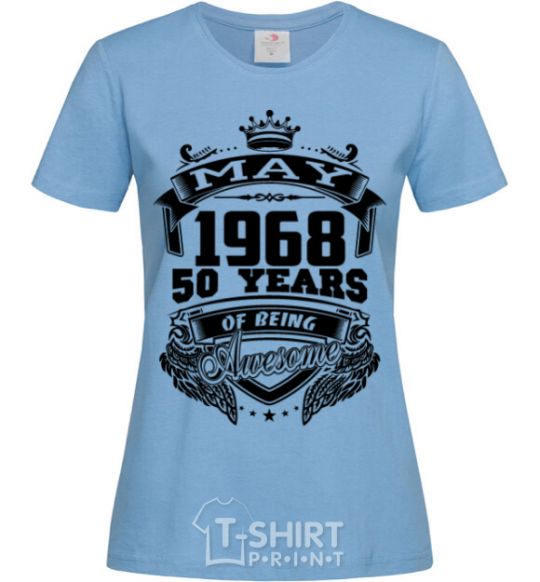 Women's T-shirt May 1968 awesome sky-blue фото