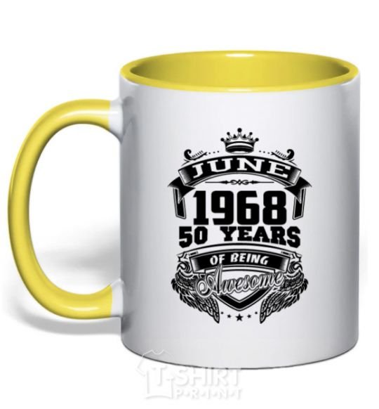 Mug with a colored handle June 1968 awesome yellow фото