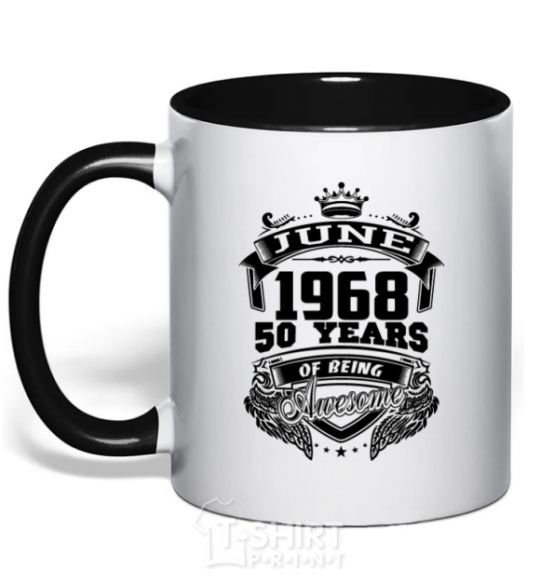 Mug with a colored handle June 1968 awesome black фото