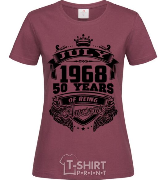 Women's T-shirt July 1968 awesome burgundy фото