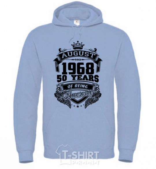 Men`s hoodie August 1968 awesome sky-blue фото