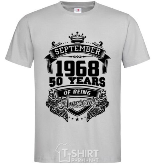 Men's T-Shirt September 1968 awesome grey фото