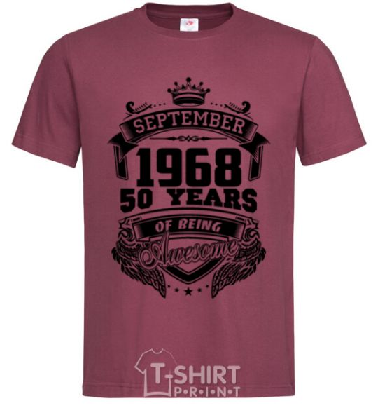 Men's T-Shirt September 1968 awesome burgundy фото