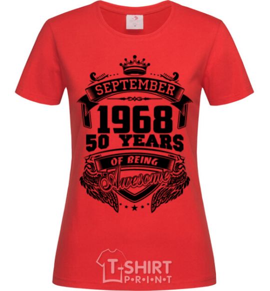 Women's T-shirt September 1968 awesome red фото