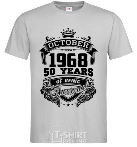 Men's T-Shirt October 1968 awesome grey фото