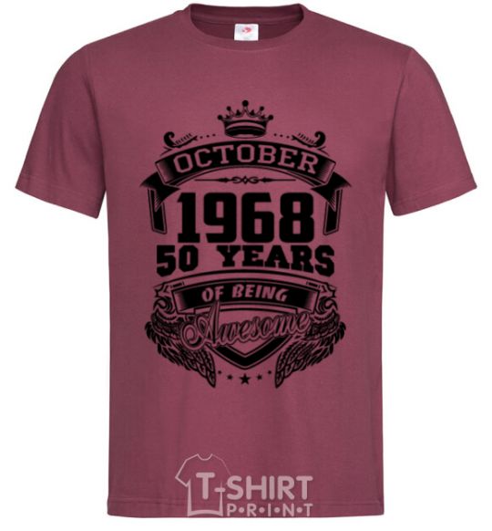 Men's T-Shirt October 1968 awesome burgundy фото