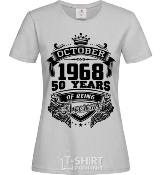 Women's T-shirt October 1968 awesome grey фото