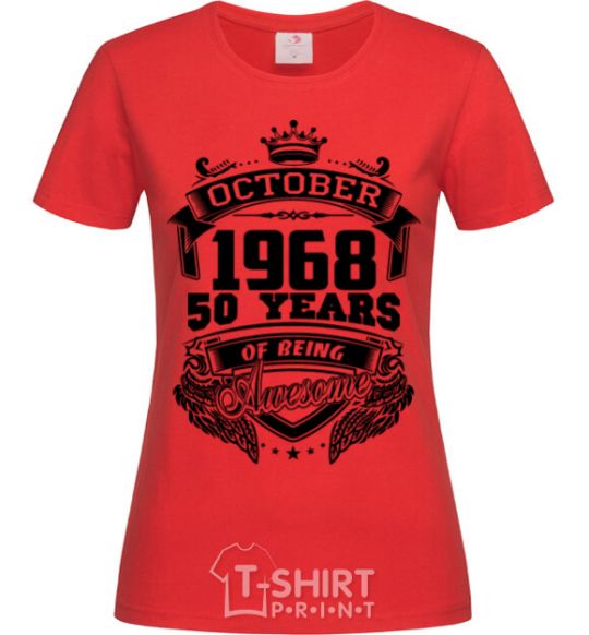 Women's T-shirt October 1968 awesome red фото