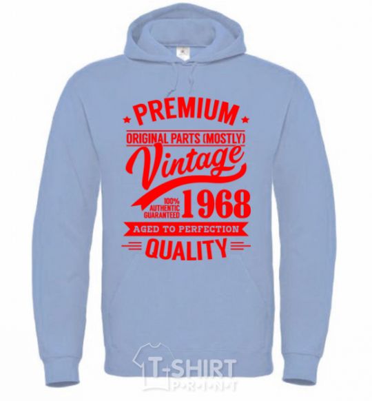 Men`s hoodie Premium vintage 1968 sky-blue фото