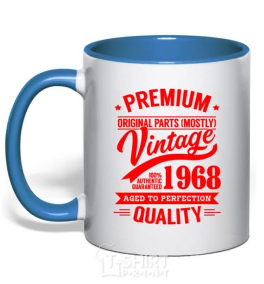 Mug with a colored handle Premium vintage 1968 royal-blue фото