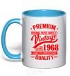 Mug with a colored handle Premium vintage 1968 sky-blue фото