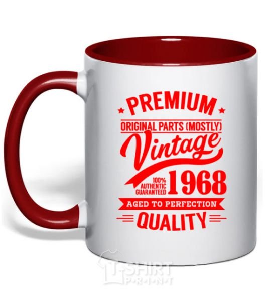 Mug with a colored handle Premium vintage 1968 red фото