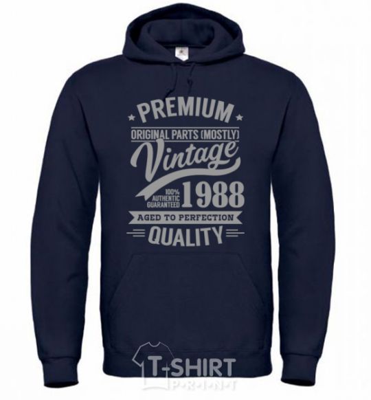 Men`s hoodie Premium vintage 1988 navy-blue фото