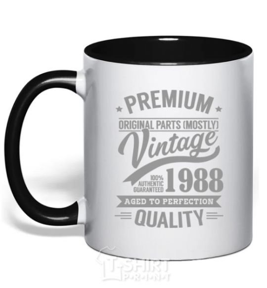 Mug with a colored handle Premium vintage 1988 black фото