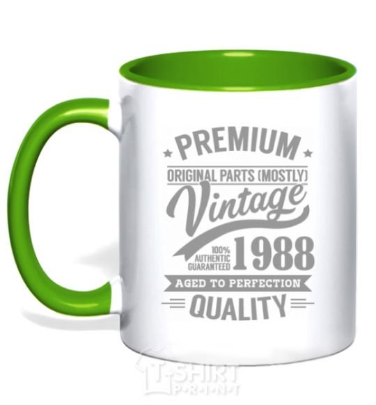 Mug with a colored handle Premium vintage 1988 kelly-green фото