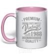 Mug with a colored handle Premium vintage 1988 light-pink фото