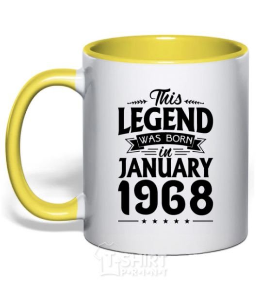 Mug with a colored handle This Legend was born in Jenuary 1968 yellow фото