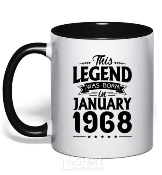 Mug with a colored handle This Legend was born in Jenuary 1968 black фото