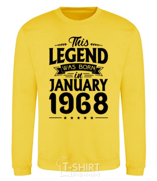 Sweatshirt This Legend was born in Jenuary 1968 yellow фото
