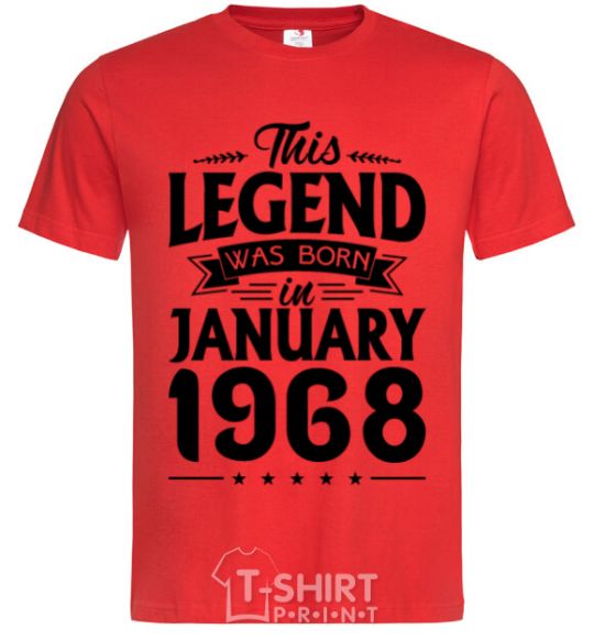 Men's T-Shirt This Legend was born in Jenuary 1968 red фото