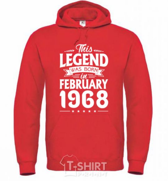 Men`s hoodie This Legend was born in February 1968 bright-red фото