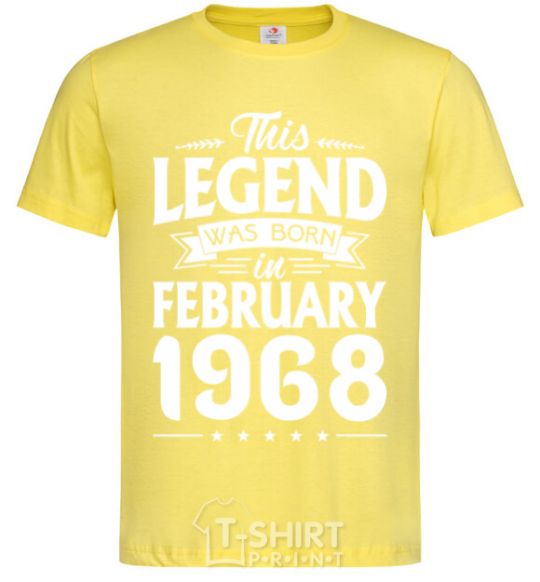 Men's T-Shirt This Legend was born in February 1968 cornsilk фото