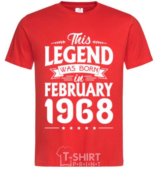 Men's T-Shirt This Legend was born in February 1968 red фото