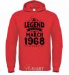 Men`s hoodie This Legend was born in March 1968 bright-red фото