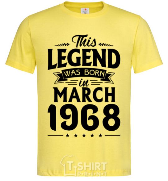 Men's T-Shirt This Legend was born in March 1968 cornsilk фото