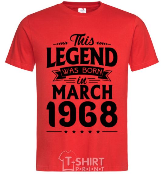 Men's T-Shirt This Legend was born in March 1968 red фото