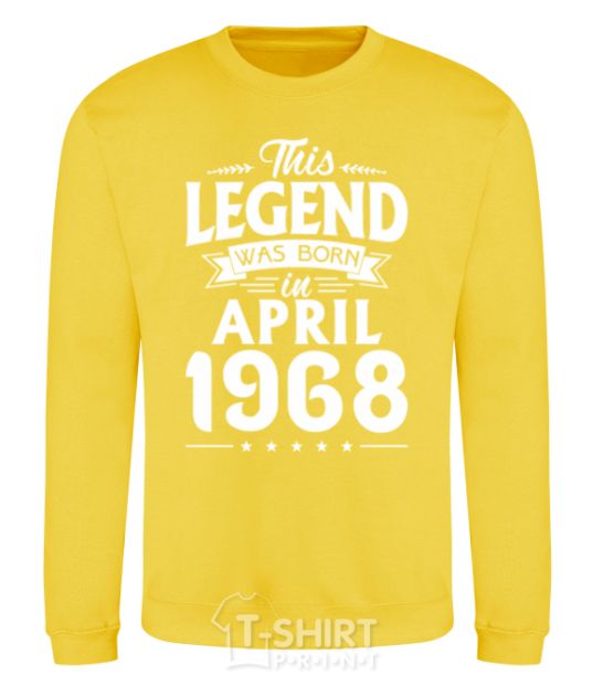 Sweatshirt This Legend was born in April 1968 yellow фото