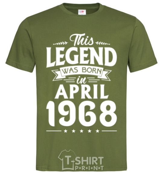 Мужская футболка This Legend was born in April 1968 Оливковый фото